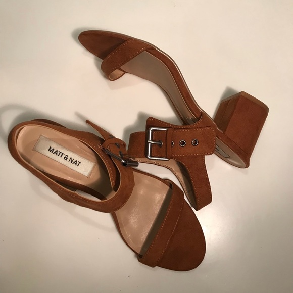 Matt and Natt High Heel Suede Block Sandal - 7 - Picture 4 of 5